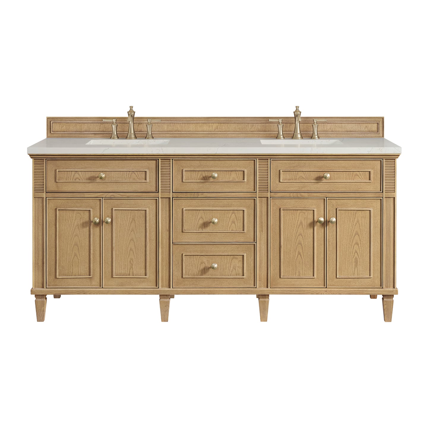 Renovate for Less Atlanta Lorelai 72" Double Vanity, Light Natural Oak, w/ 3 CM Siberian Silestone Top