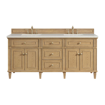 Renovate for Less Atlanta Lorelai 72" Double Vanity, Light Natural Oak, w/ 3 CM Siberian Silestone Top