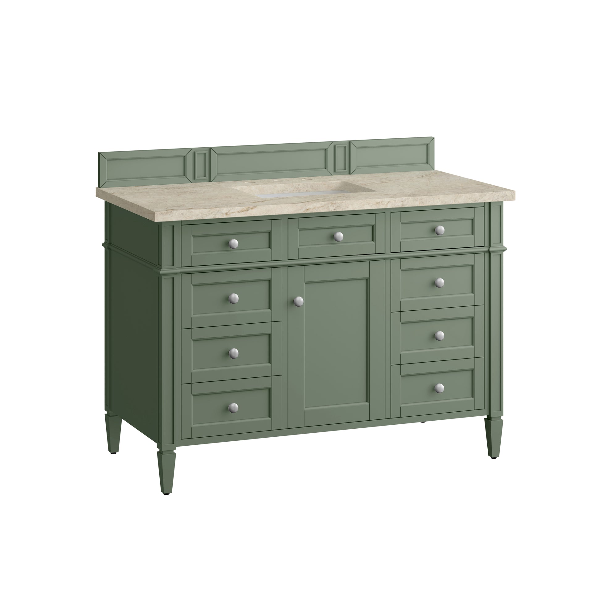Renovate for Less Atlanta Brittany 48" Single Vanity, Smokey Celadon, w/ 3 CM Tajnar Eclos Top