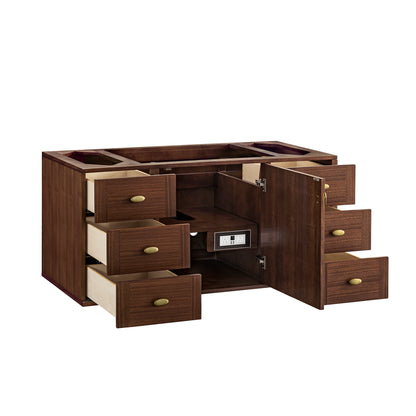 Renovate for Less Atlanta Amberly 48" Single Vanity, Mid-Century Walnut w/ 3 CM Parisien Bleu Top
