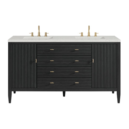 Renovate for Less Atlanta Myrrin 60" Double Vanity, Carbon Oak w/ 3 CM Lime Delight Silestone Top
