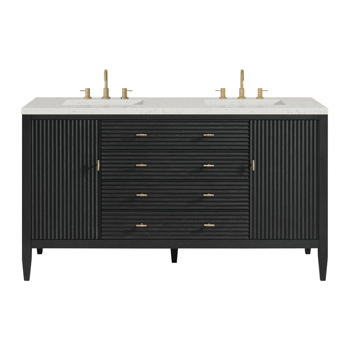 Myrrin 60" Double Vanity, Carbon Oak w/ 3 CM Lime Delight Silestone Top