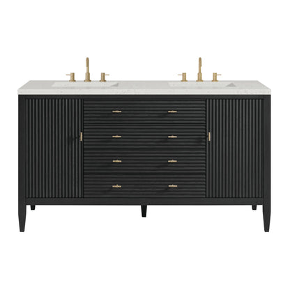 Myrrin 60" Double Vanity, Carbon Oak w/ 3 CM Lime Delight Silestone Top