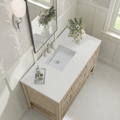 Renovate for Less Atlanta Breckenridge 48" Single Vanity, Whitewashed Oak w/ 3 CM Lime Delight Silestone Top