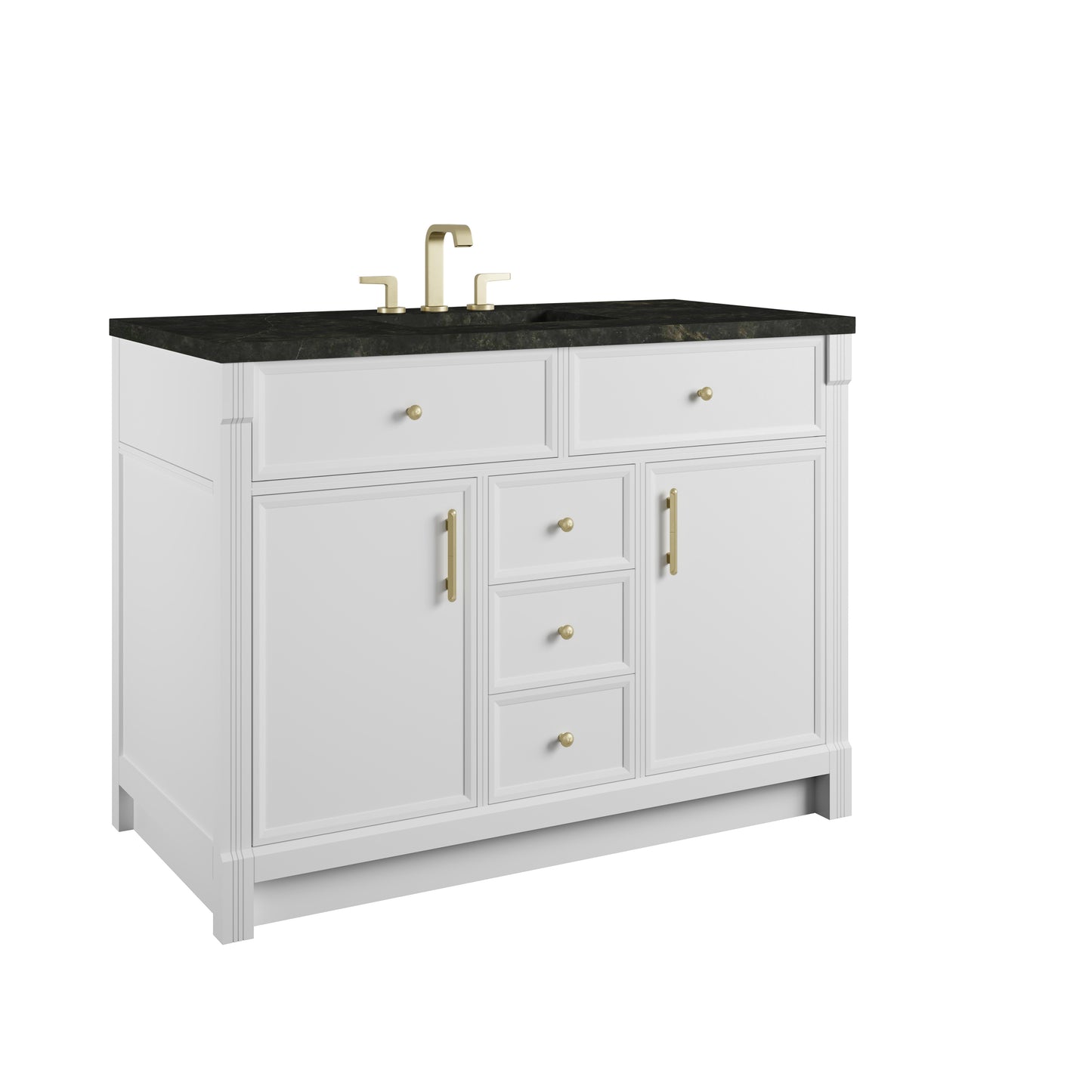 Renovate for Less Atlanta Bellshire 48" Single Vanity, Bright White w/ 3 CM Phantome Eclos Top