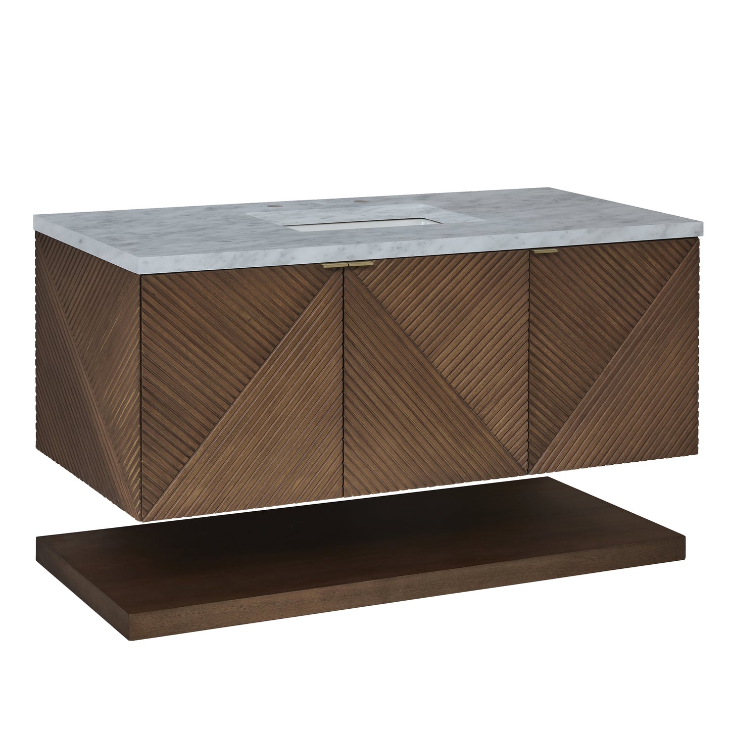 Renovate for Less Atlanta Marcello 48" Single Vanity, Chestnut w/ 3 CM Carrara White Marble Top