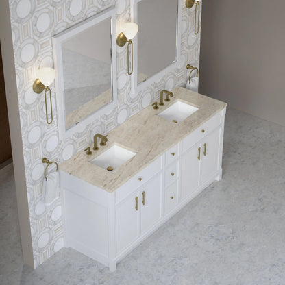 Bellshire 72" Double Vanity, Bright White w/ 3 CM Tajnar Eclos Top
