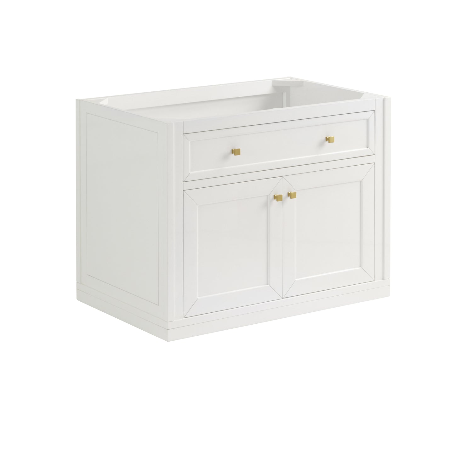 Renovate for Less Atlanta Chicago 36" Single Vanity, Glossy White, w/ 3 CM Carrara Marble Top