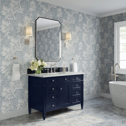 Brittany 48" Single Vanity, Victory Blue w/ 3 CM Ethereal Noctis Silestone Top