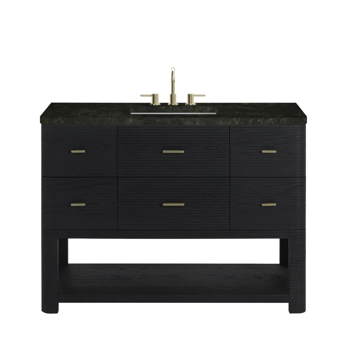Lucian 48" Single Vanity, Carbon Oak, w/ 3 CM Phantome Eclos Widespread Top