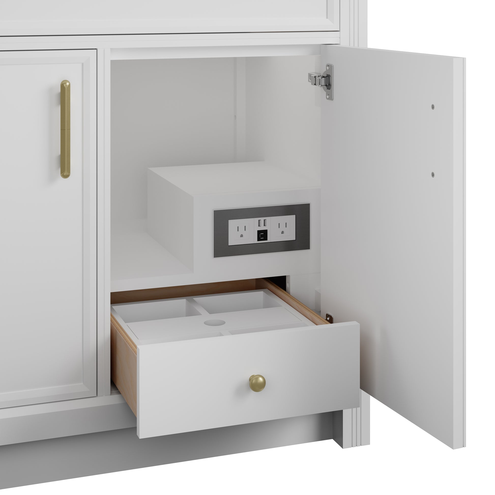Renovate for Less Atlanta Bellshire 96" Dual Vanity Set with 24" Make-Up Counter, Bright White w/3 cm Charcoal Soapstone Silestone Top
