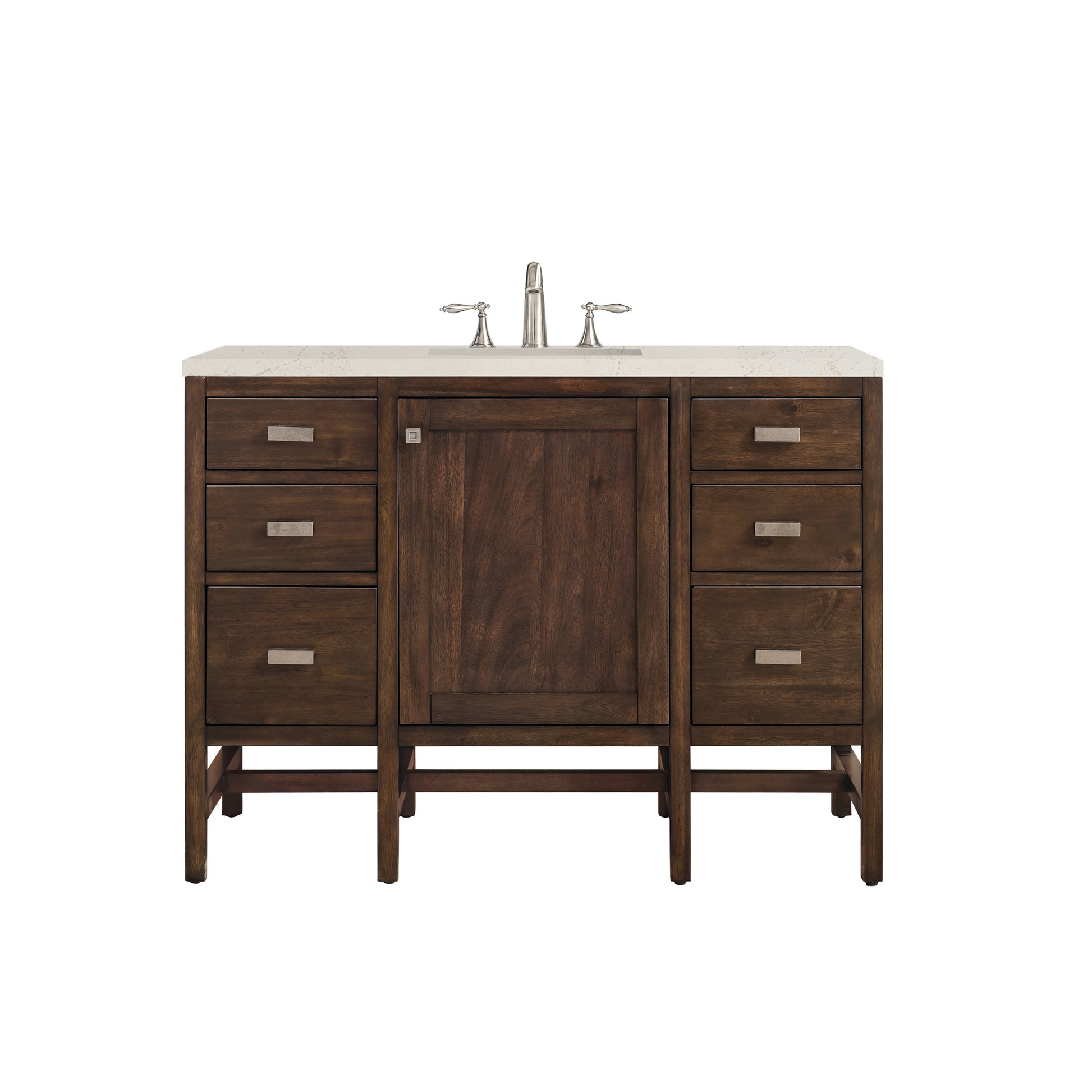 Renovate for Less Atlanta Addison 48" Single Vanity, Mid-Century Acacia, w/ 3 CM Siberian Silestone Top