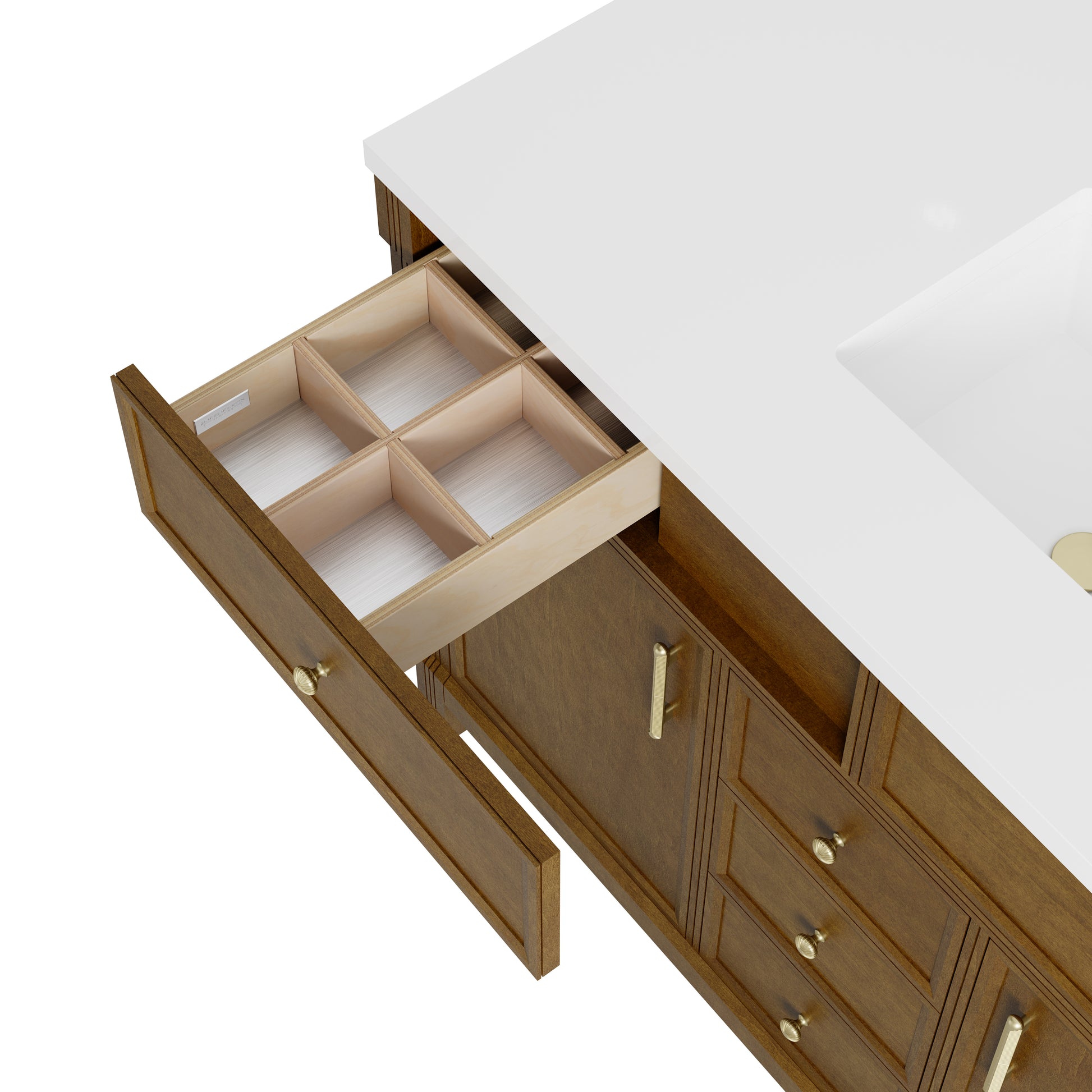 Renovate for Less Atlanta Bellshire 48" Single Vanity, Honey Oak w/ 3 CM Charcoal Soapstone Silestone Top
