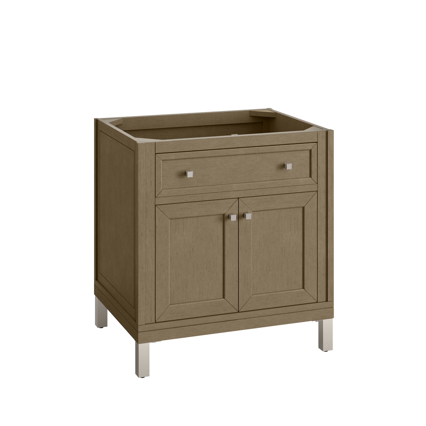 Renovate for Less Atlanta Chicago 30" Single Vanity, Walnut Whisper, w/ 3 CM Tajnar Eclos Top
