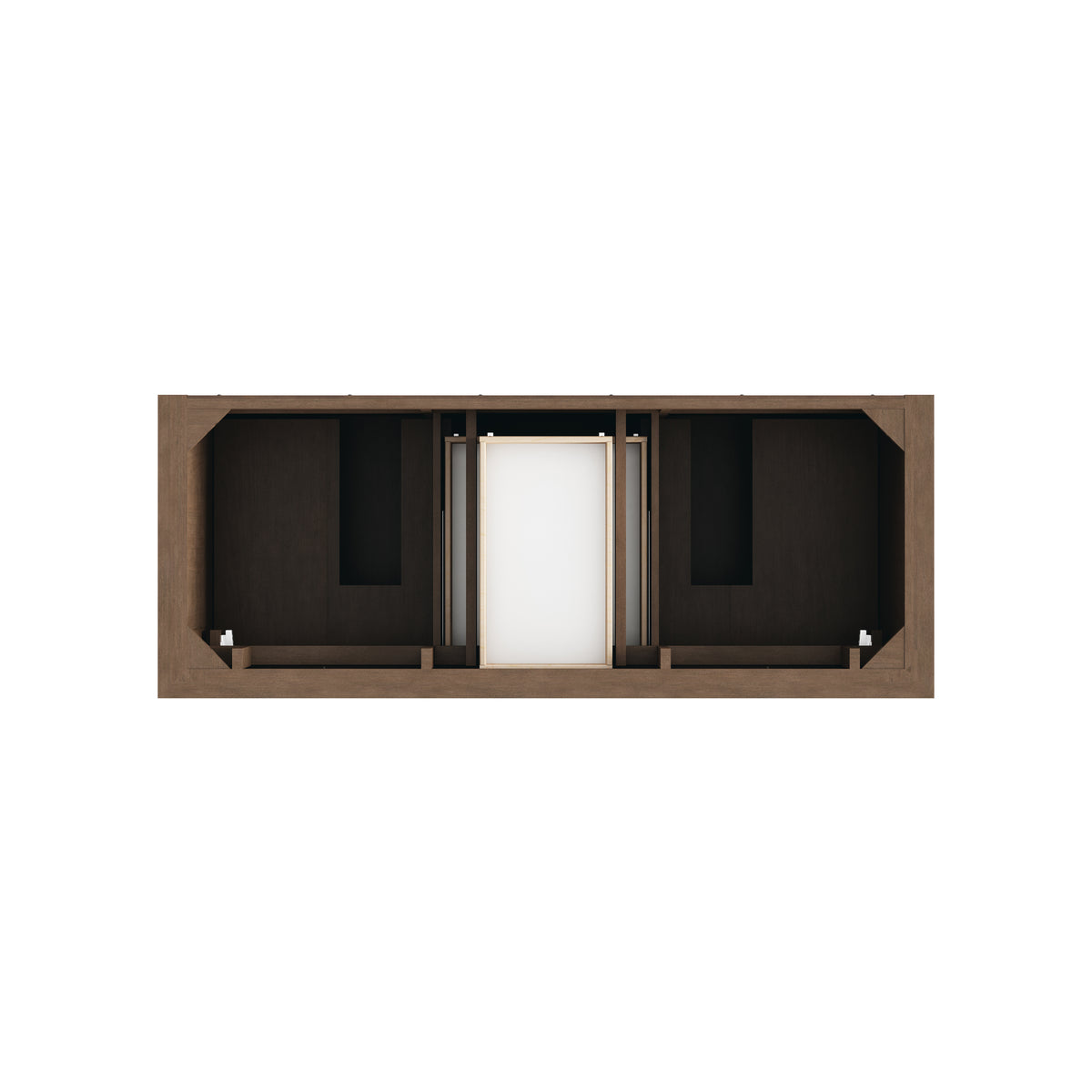 Brookfield 60" Double Vanity, Pecan w/ 3 CM Victorian Silver Silestone Top w/FreePower Wireless Charger
