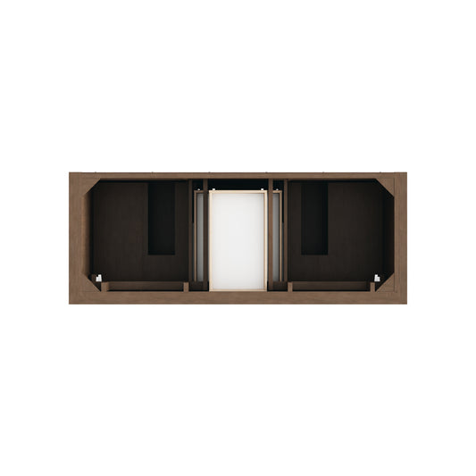 Brookfield 60" Double Vanity, Pecan w/3 CM Eternal Jasmine Pearl Silestone Top