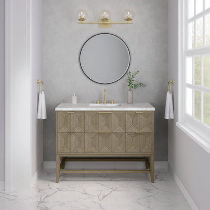 Emmeline 48" Single Vanity, Pebble Oak w/ 3 CM Victorian Silver Silestone Top
