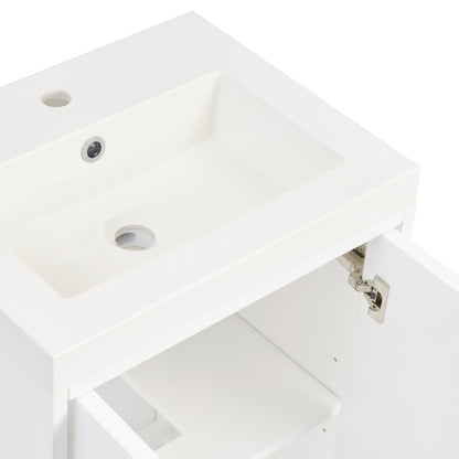 Renovate for Less Atlanta Chianti 20" Single Vanity, Glossy White, Brushed Nickel, w/ White Glossy Composite Stone Top