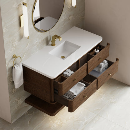 Renovate for Less Atlanta Allamari 48" Single Vanity, Sable w/ Single Hole 3 CM White Zeus Silestone Top