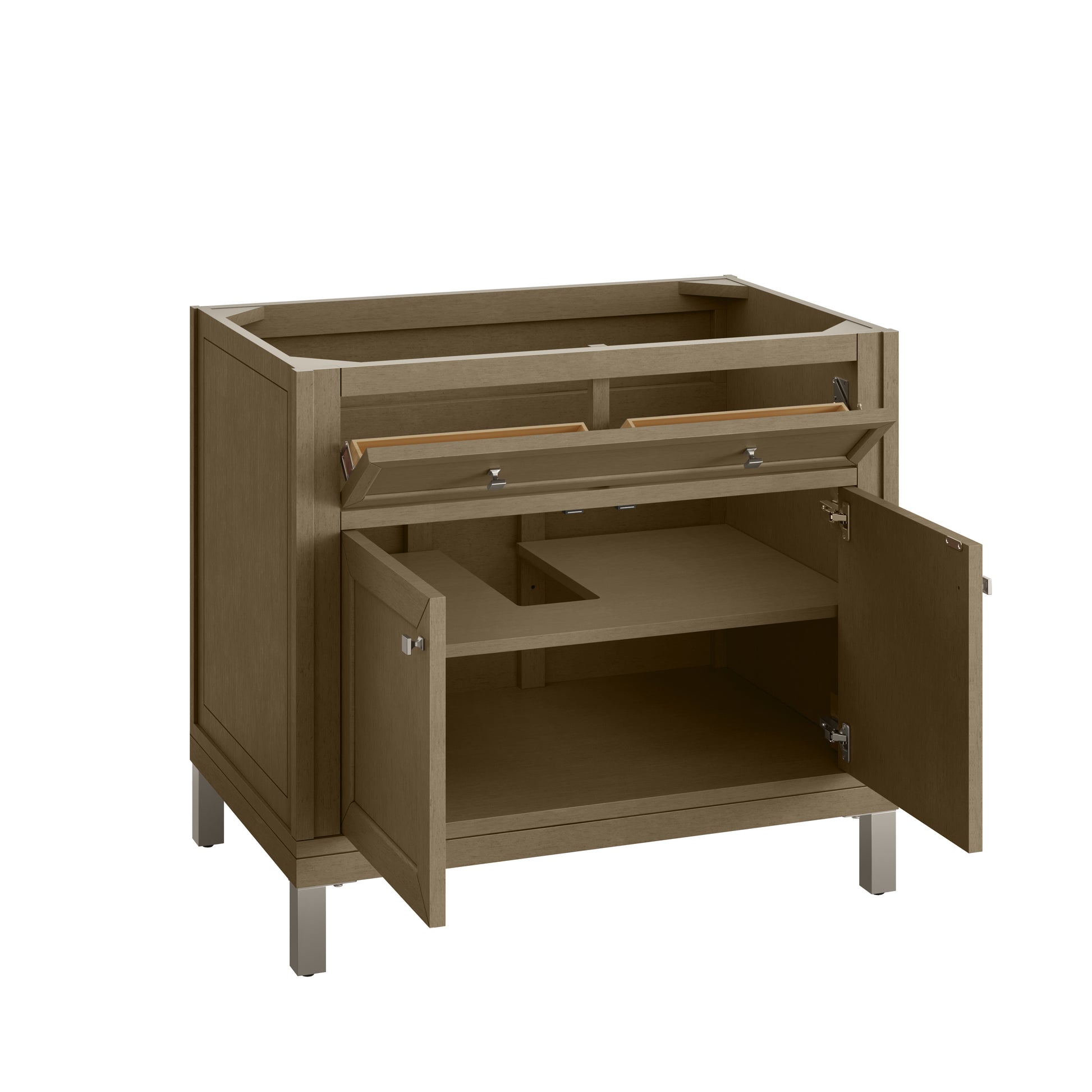 Renovate for Less Atlanta Chicago 36" Single Vanity, Walnut Whisper, w/ 3 CM Siberian Silestone Top