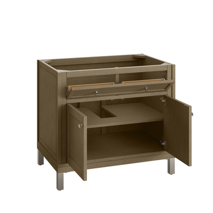 Renovate for Less Atlanta Chicago 36" Single Vanity, Walnut Whisper, w/ 3 CM Siberian Silestone Top
