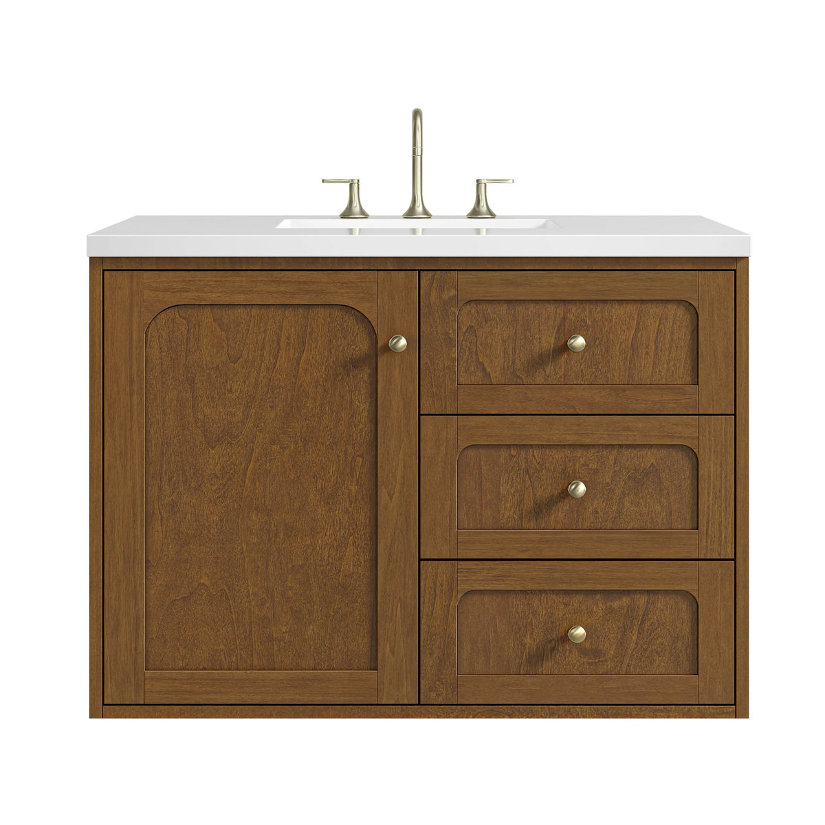 Laurent 36" Single Vanity, Honey Oak w/ 3 CM White Zeus Silestone Top