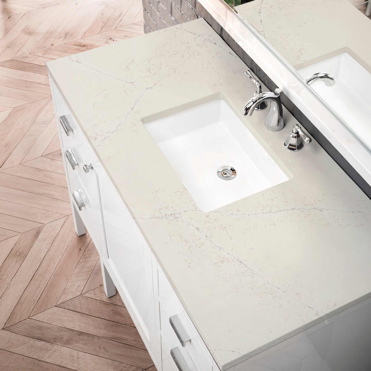 Renovate for Less Atlanta Addison 48" Single Vanity, Glossy White, w/ 3 CM Siberian Silestone Top