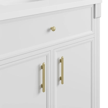 Bellshire 30" Single Vanity, Bright White w/ 3 CM Victorian Silver Silestone Top