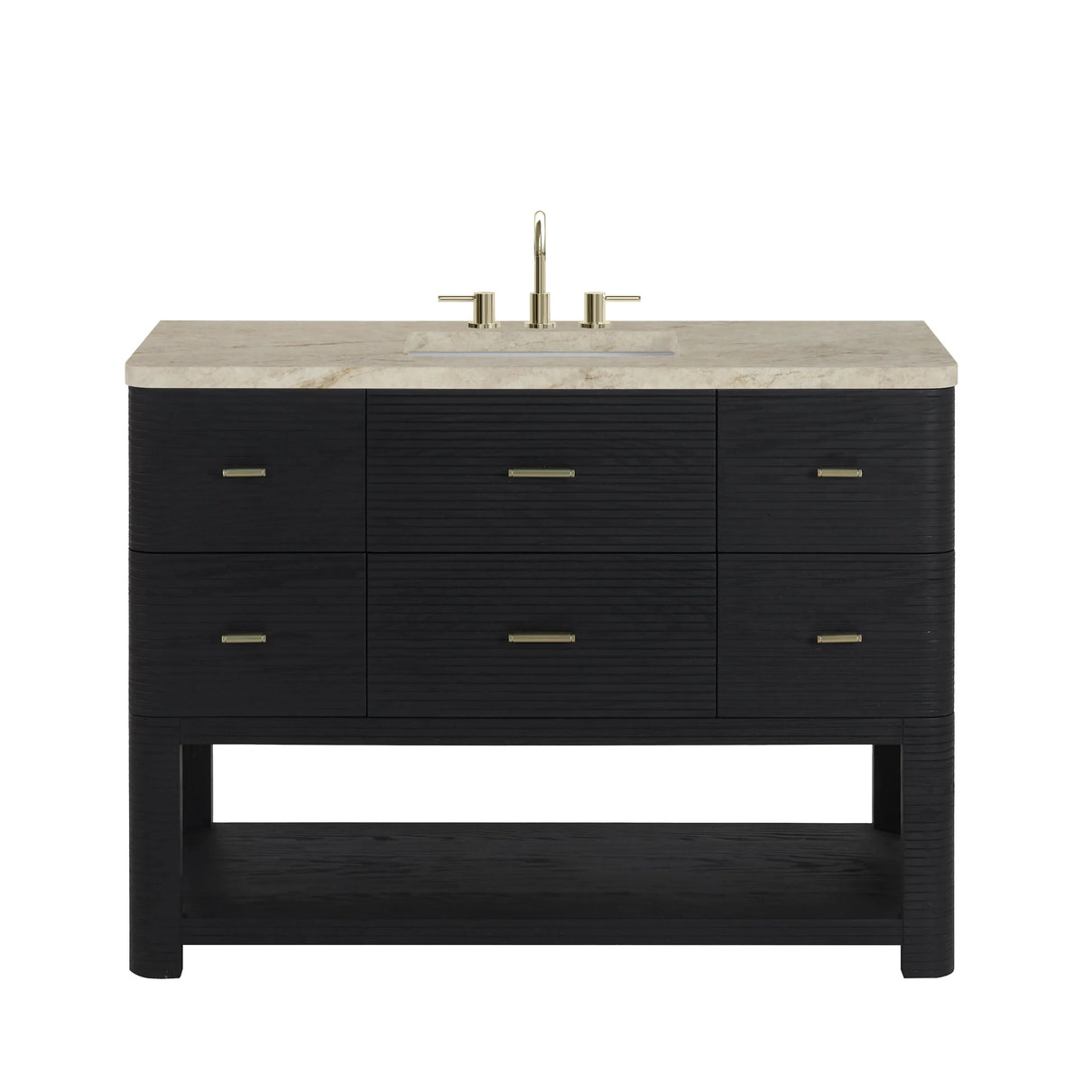 Lucian 48" Single Vanity, Carbon Oak, w/ 3 CM Tajnar Eclos Top w/FreePower Wireless Charger