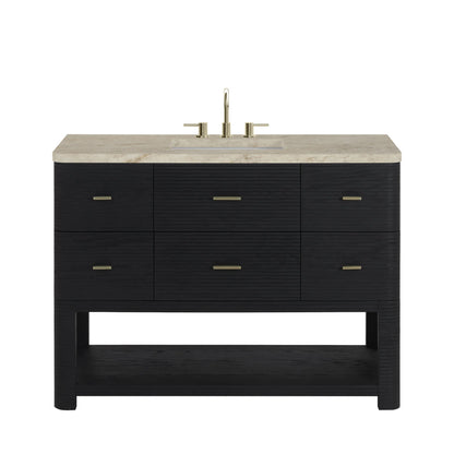 Lucian 48" Single Vanity, Carbon Oak, w/ 3 CM Tajnar Eclos Widespread Top