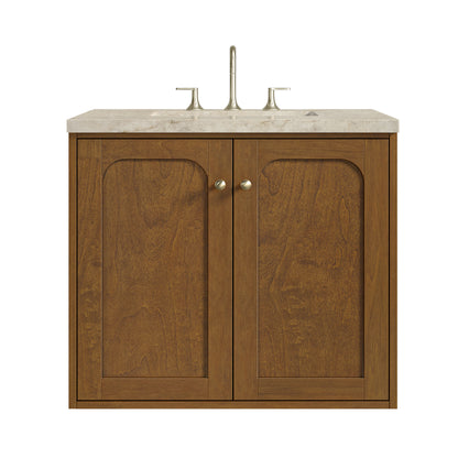 Renovate for Less Atlanta Laurent 30" Single Vanity, Honey Oak w/ 3 CM Tajnar Eclos Top