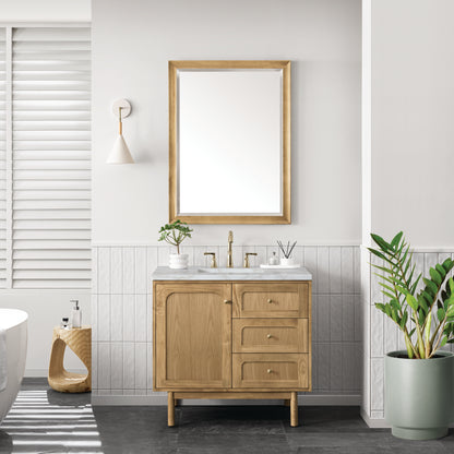 Renovate for Less Atlanta Laurent 36" Single Vanity, Light Natural Oak w/ 3 CM Victorian Silver Top
