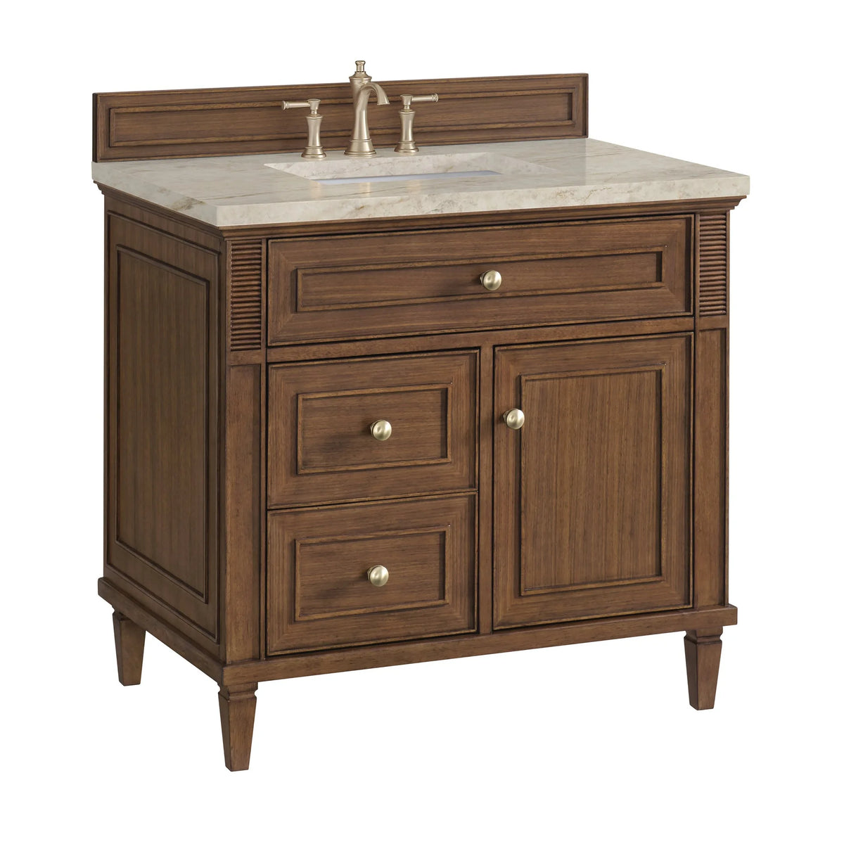 Lorelai 36" Single Vanity, Mid-Century Walnut, w/ 3 CM Tajnar Eclos Top