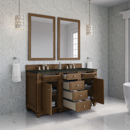 Renovate for Less Atlanta Bristol 60" Double Vanity, Saddle Brown, w/ 3 CM Phantome Eclos Top