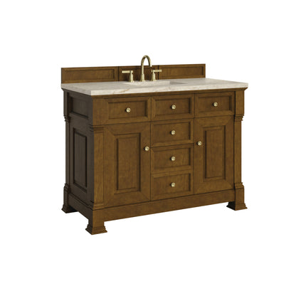Renovate for Less Atlanta Brookfield 48" Single Vanity, Honey Oak, w/ 3 CM Tajnar Eclos Top