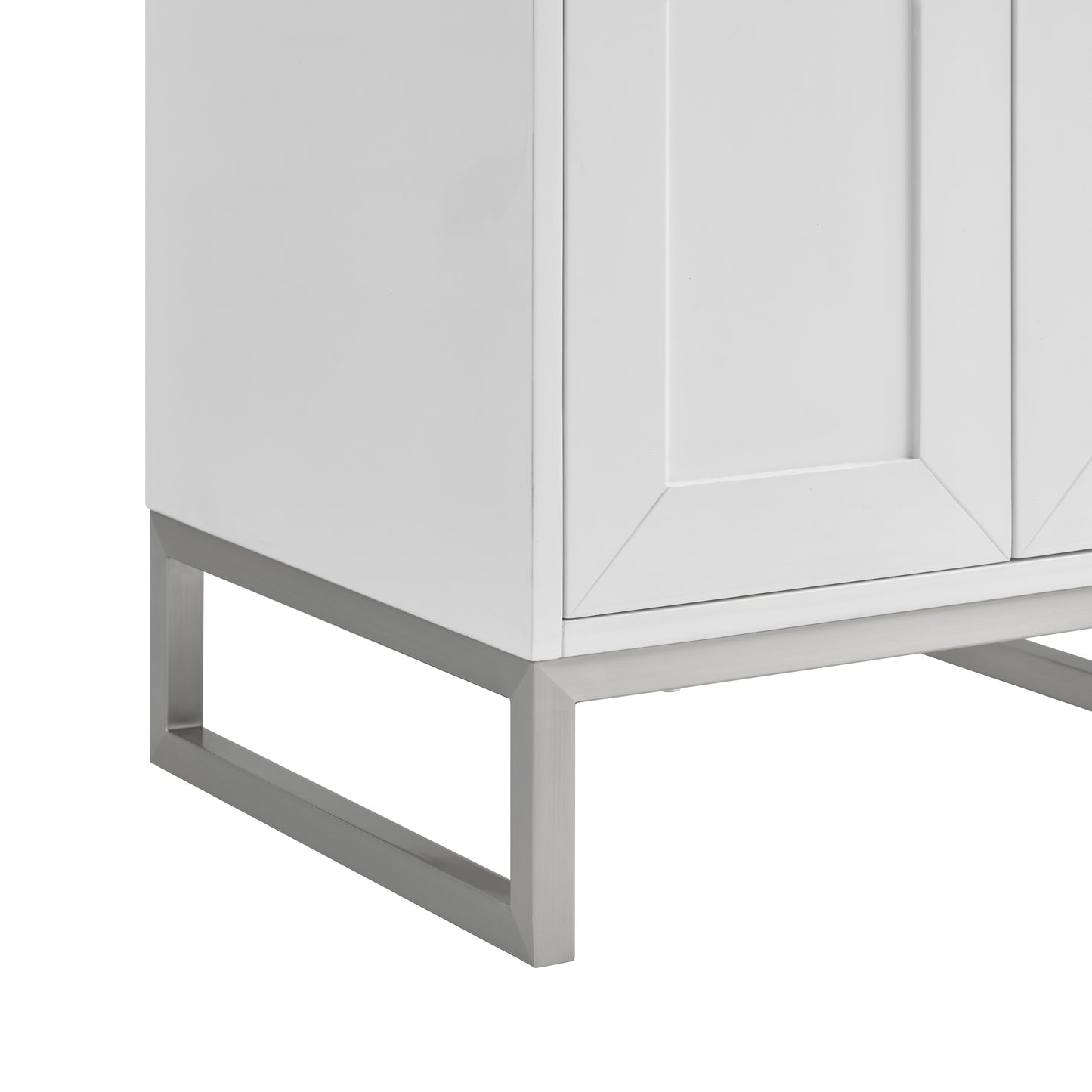 Renovate for Less Atlanta Chianti 20" Single Vanity, Glossy White, Brushed Nickel, w/ White Glossy Composite Stone Top