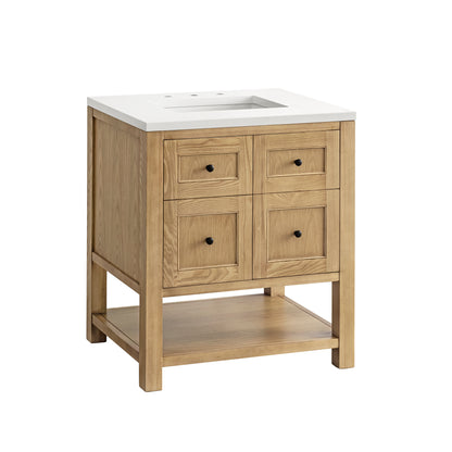 Renovate for Less Atlanta Breckenridge 30" Single Vanity, Light Natural Oak w/ 3 CM White Zeus Top