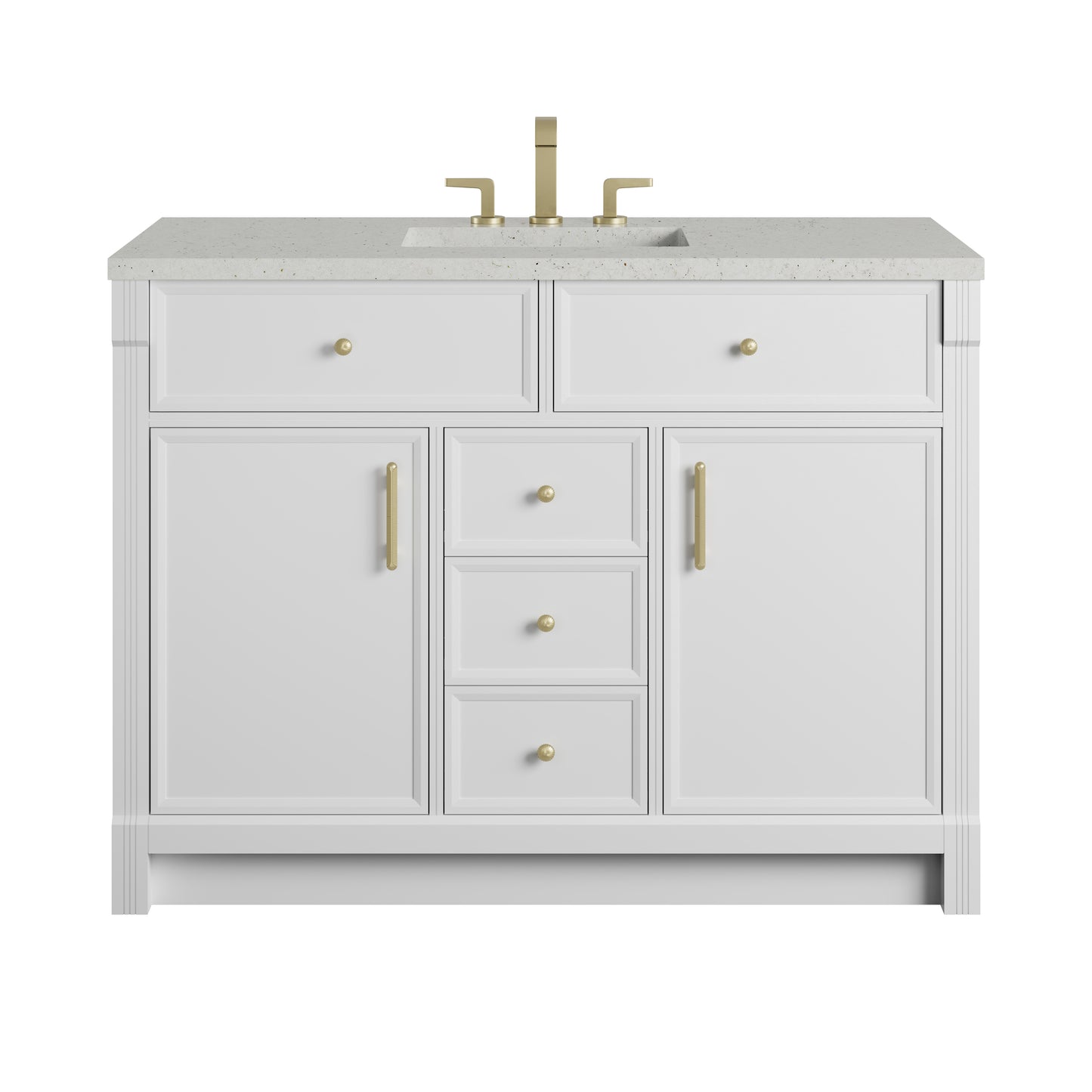 Renovate for Less Atlanta Bellshire 48" Single Vanity, Bright White w/ 3 CM Lime Delight Silestone Top