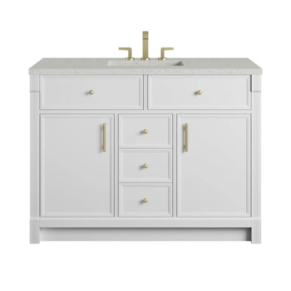 Bellshire 48" Single Vanity, Bright White w/ 3 CM Lime Delight Silestone Top