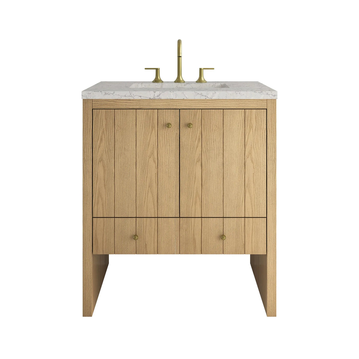 Hudson 30" Single Vanity, Light Natural Oak w/ 3 CM Eternal Jasmine Pearl Silestone Top