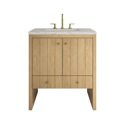 Hudson 30" Single Vanity, Light Natural Oak w/ 3 CM Eternal Jasmine Pearl Silestone Top