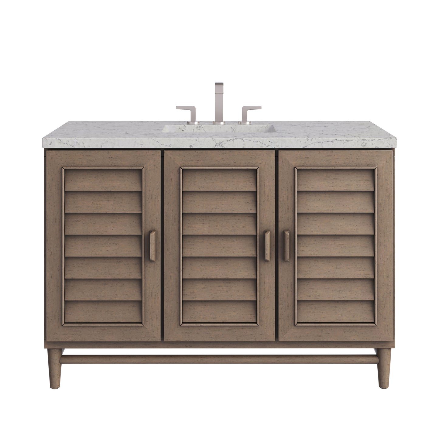 Renovate for Less Atlanta Portland 48" Single Vanity Whitewashed Walnut w/ 3 CM Eternal Jasmine Pearl Silestone Top w/FreePower Wireless Charger