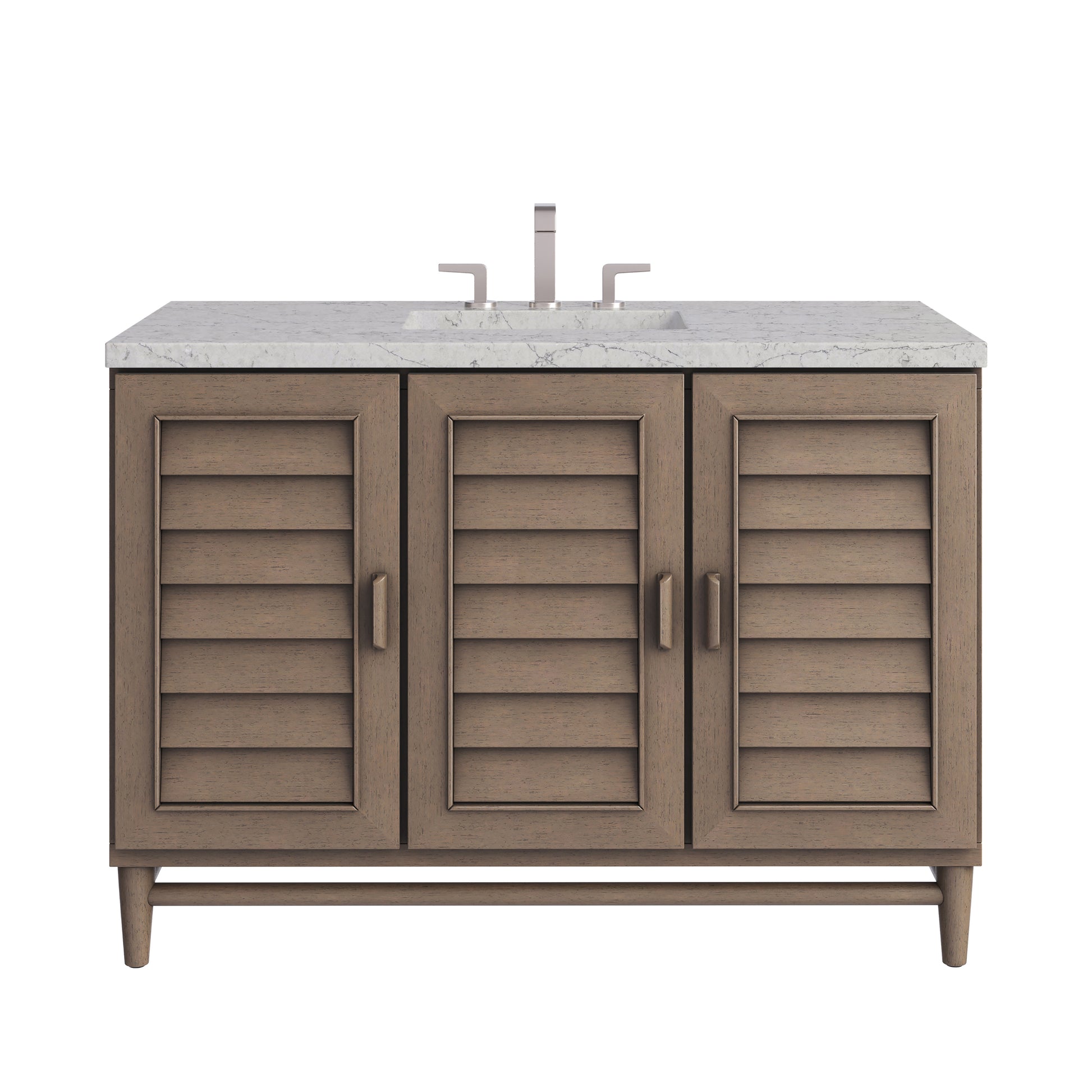 Renovate for Less Atlanta Portland 48" Single Vanity Whitewashed Walnut w/ 3 CM Eternal Jasmine Pearl Silestone Top w/FreePower Wireless Charger
