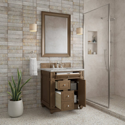 Bristol 30" Single Vanity, Saddle Brown w/ 3 CM Victorian Silver Silestone Top