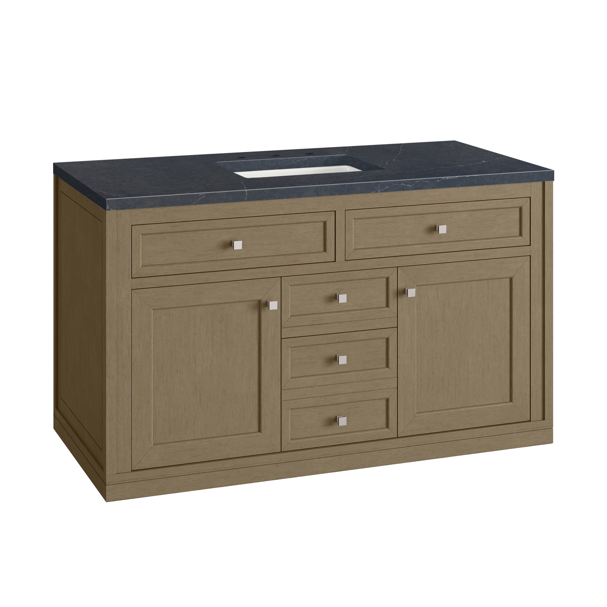Renovate for Less Atlanta Chicago 48" Single Vanity, Walnut Whisper, w/ 3 CM Charcoal Soapstone Silestone® Top