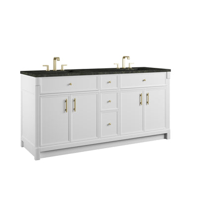 Renovate for Less Atlanta Bellshire 72" Double Vanity, Bright White w/ 3 CM Phantome Eclos Top