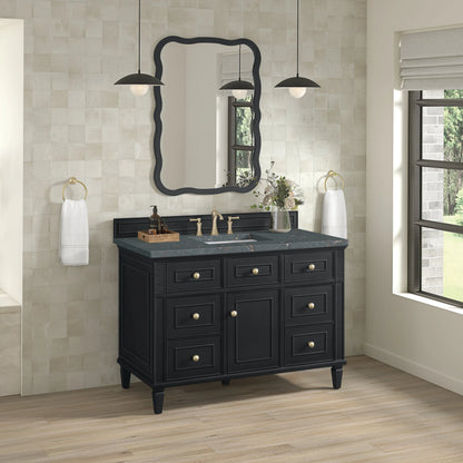 Lorelai 48" Single Vanity, Black Onyx w/ 3 CM Parisien Bleu Silestone Top w/FreePower Wireless Charger