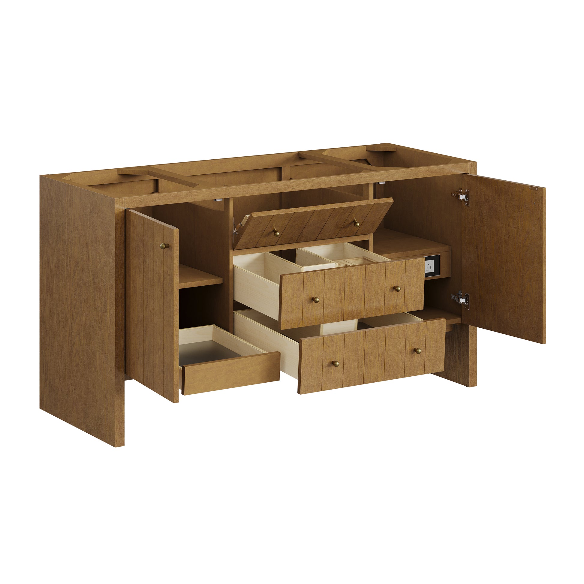 Renovate for Less Atlanta Hudson 60" Single Vanity, Honey Oak w/ 3 CM Tajnar Eclos Top