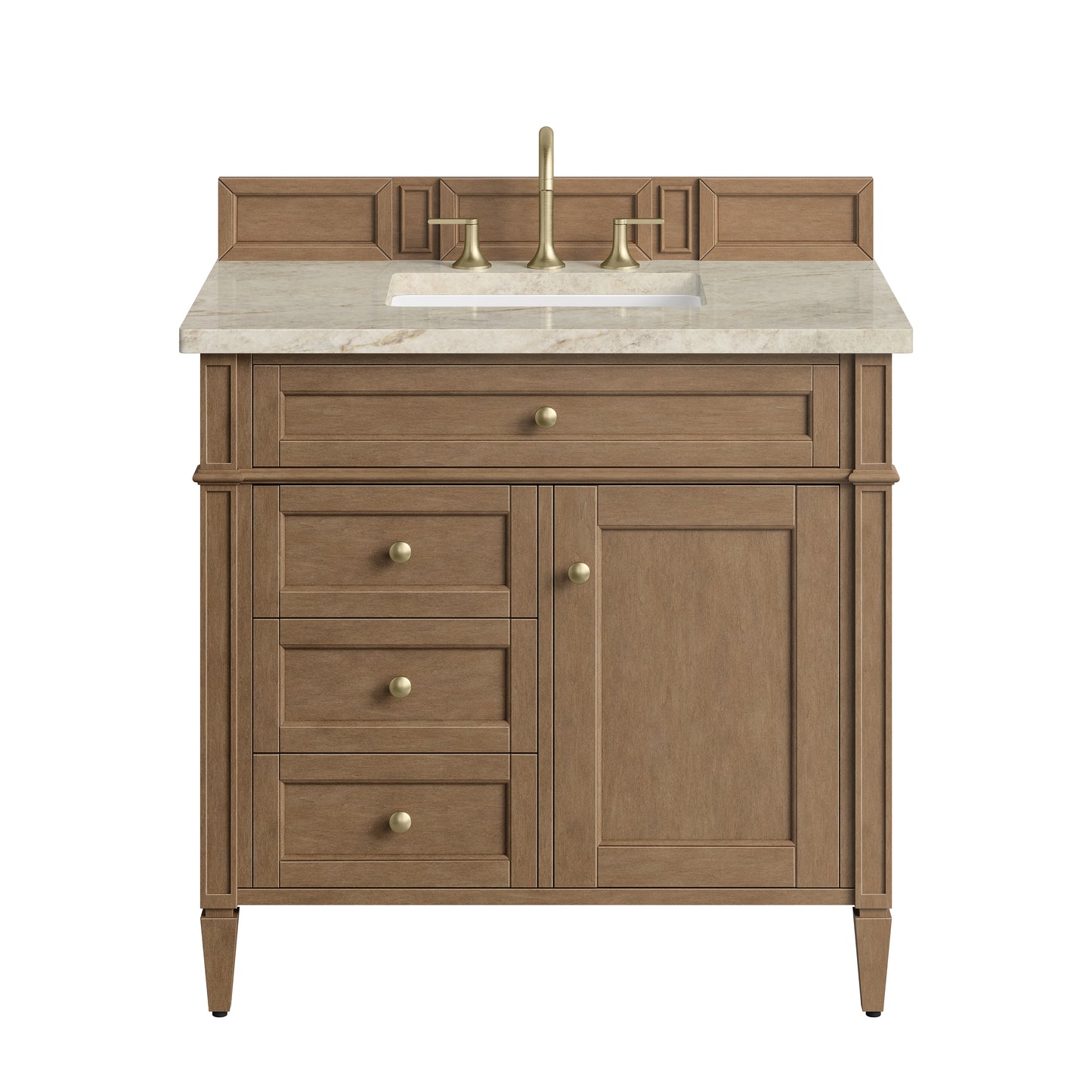 Renovate for Less Atlanta Brittany 36" Single Vanity, Pecan w/ 3 CM Tajnar Eclos Top