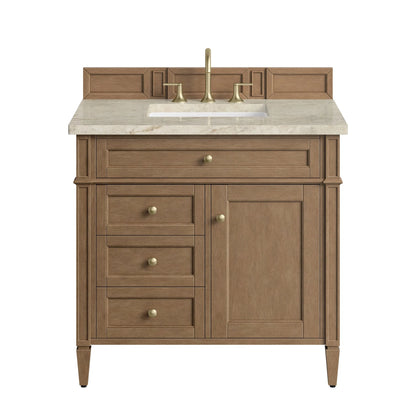 Brittany 36" Single Vanity, Pecan w/ 3 CM Tajnar Eclos Top